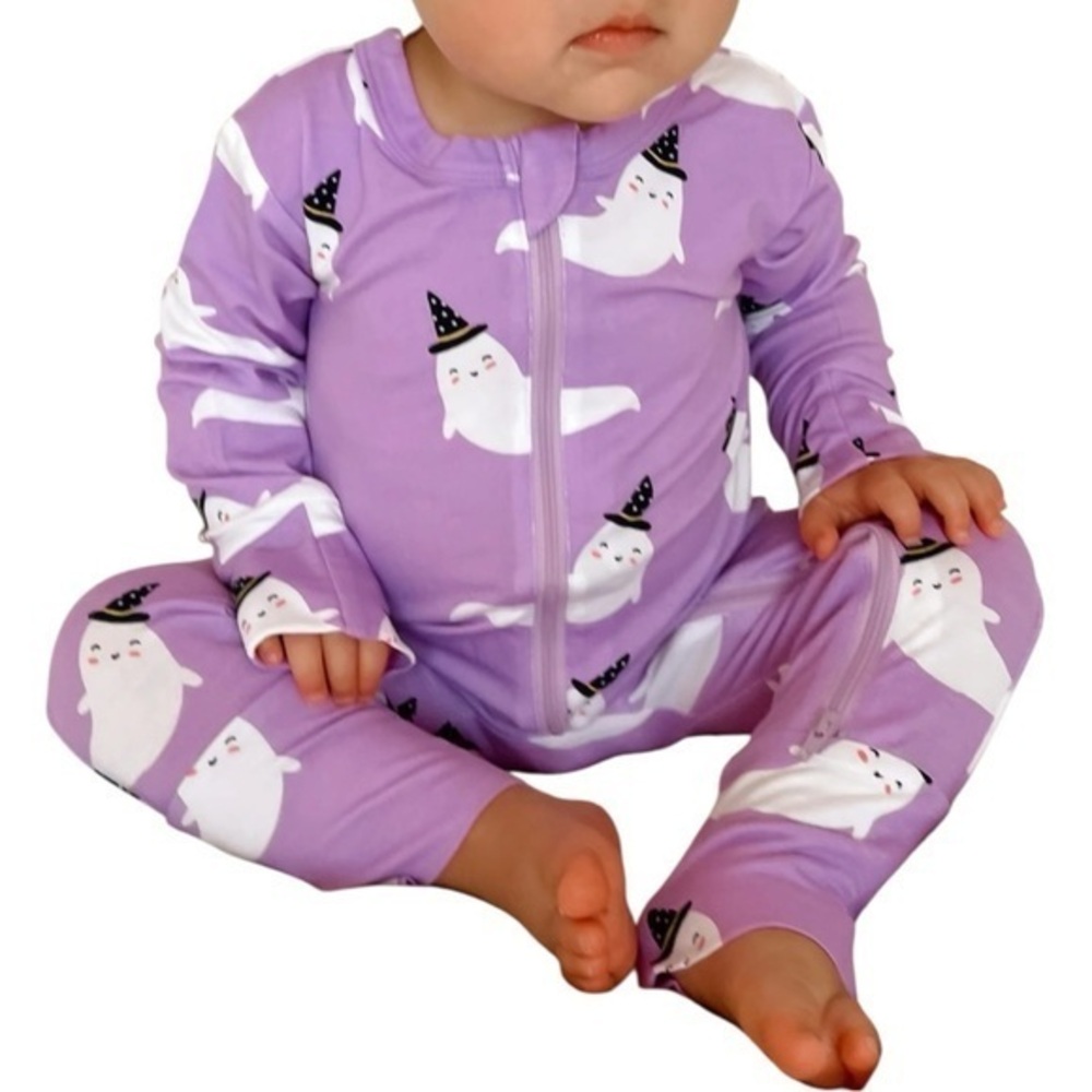 Spearmint Love Infant Baby Girl Size 0 - 3 Months Purple Ghost Ruffle One Piece